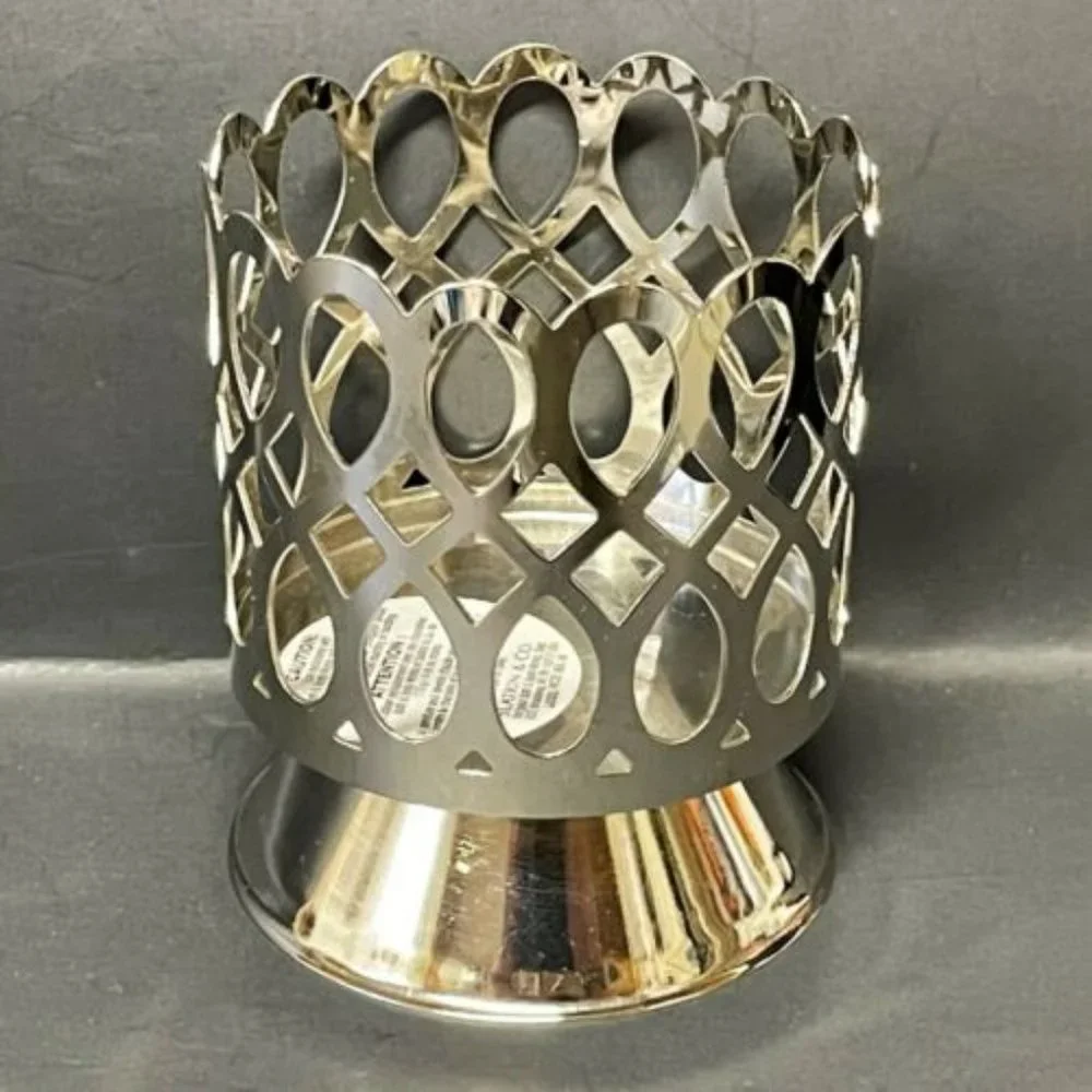 Bath & Body Works SLATKIN Chrome SCROLL PEDESTAL 4 oz CANDLE HOLDER
